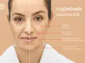 Kobieta z widocznymi zmarszczkami króliczymi po jednej stronie twarzy, po drugiej wygładzona skóra. Efekt odmłodzenia.