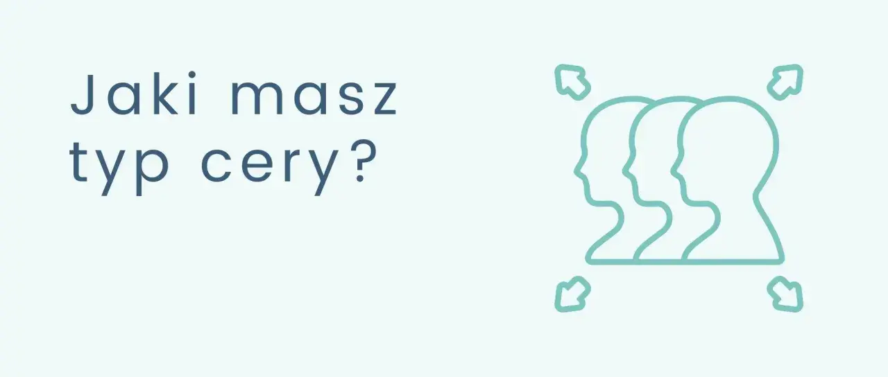 Jaki masz rodzaj skóry? Ikona przedstawia trzy profile głów z zaznaczonymi strzałkami, sugerującymi różne typy cery.