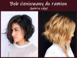 Dwie kobiety z modnym, warstwowym bobem do ramion. Jedna ma ciemne, druga blond włosy, obie z cieniowanym cięciem.