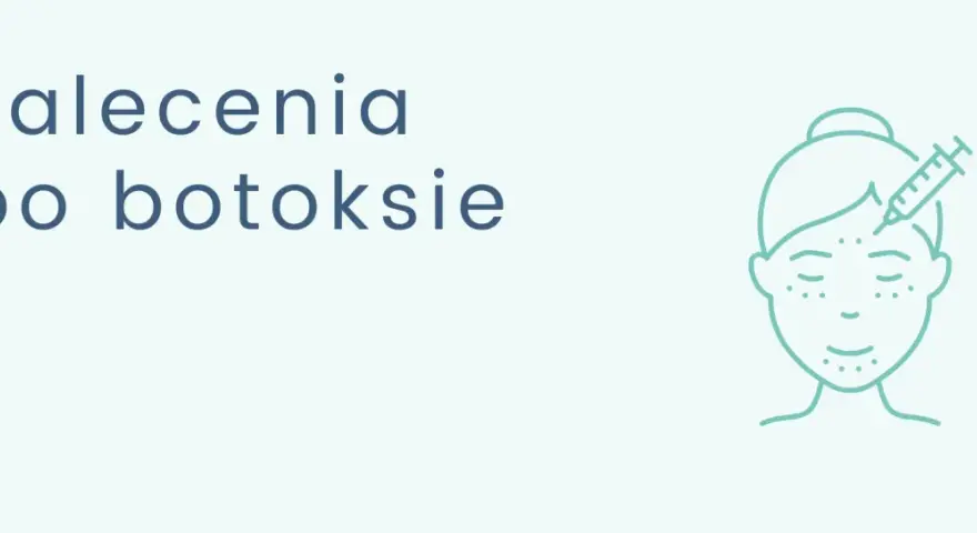 Zalecenia po botoksie: schematyczny rysunek twarzy z zastrzykiem w czoło i kropkami na skórze.