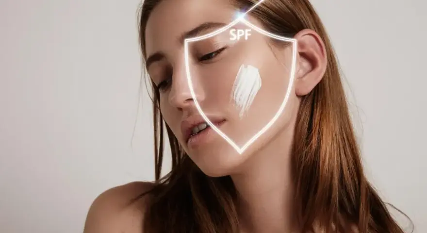 Krem SPF chroni skórę przed szkodliwym promieniowaniem UV, tworząc tarczę ochronną.