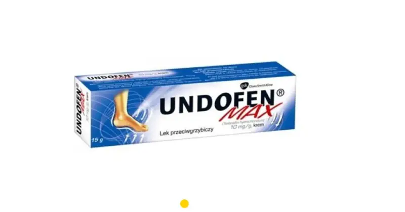 Opakowanie kremu Undofen Max na grzybicę paznokci. Skuteczny lek przeciwgrzybiczy w tubce 15 g.